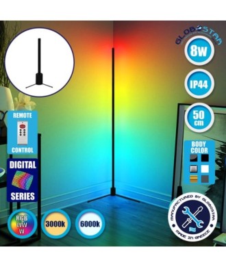 Μοντέρνο Minimal Επιτραπέζιο Μαύρο Φωτιστικό 50cm LED 8 Watt με Ασύρματο Χειριστήριο 2.4G RF & Dimmer RGBW+WW Πολύχρωμο Digital Magic Dot Pixel GloboStar ALIEN Design GLOBO-50-11